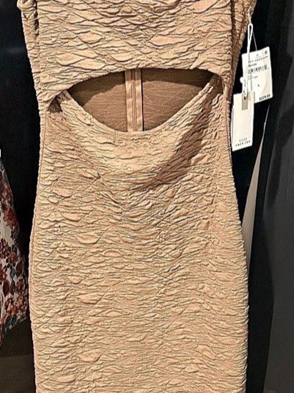 Good American Wide Scrunchie Mock Neck Maxi Dress brown Small NWT